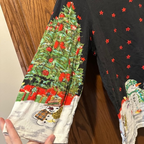 Collections Etc Womens Christmas Tree Snowman Top 3/4 Sleeve XL Holiday - Picture 3 of 6